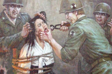 漫画披露美军如何虐待朝鲜妇女：朝鲜反美宣传画