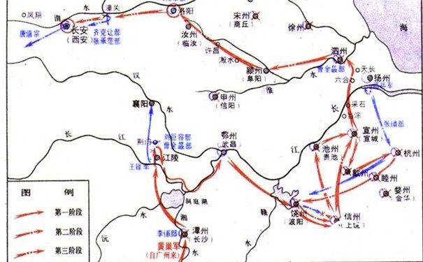 黄巢北伐夺取两京之战地图
