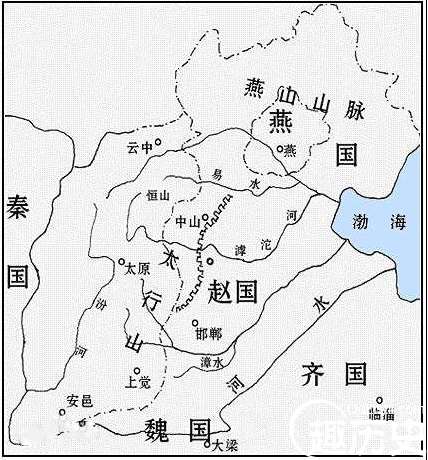 赵国全境东北与东胡和燕国接界,东与中山及齐国接界,南与卫,魏,韩三国