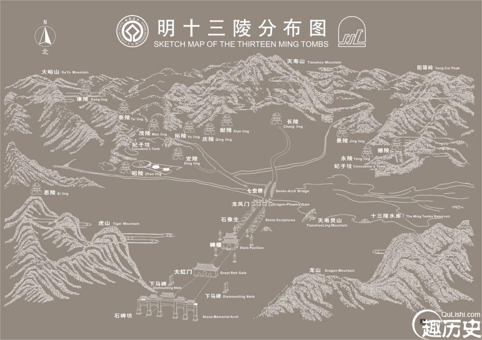 十三陵陵园地图图片