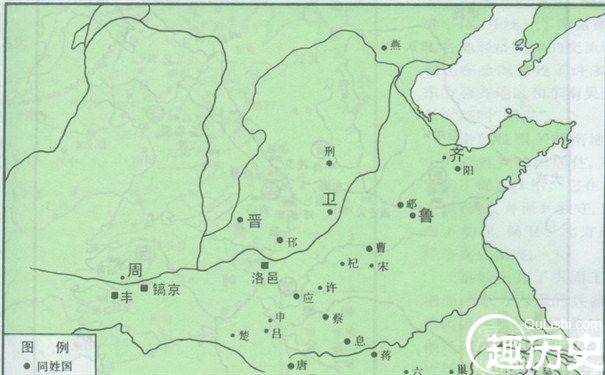 西周分封制地图